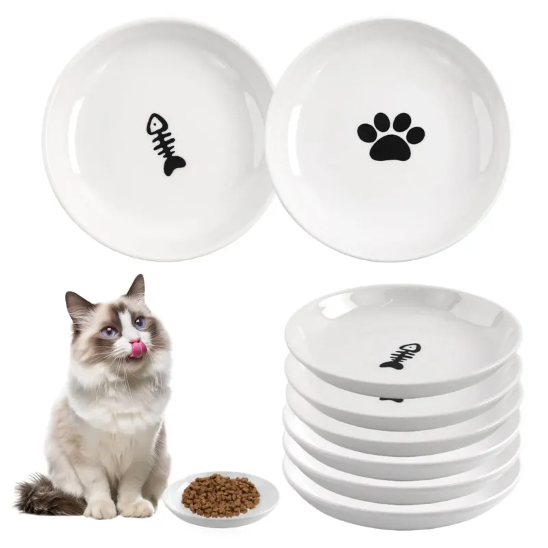 Set of 6 Cat Feeding Bowls - Cat Bowl Set - Ceramic Cat Bowl