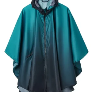 Rain cape with hood zipper, reusable raincoat, rain poncho bike hiking