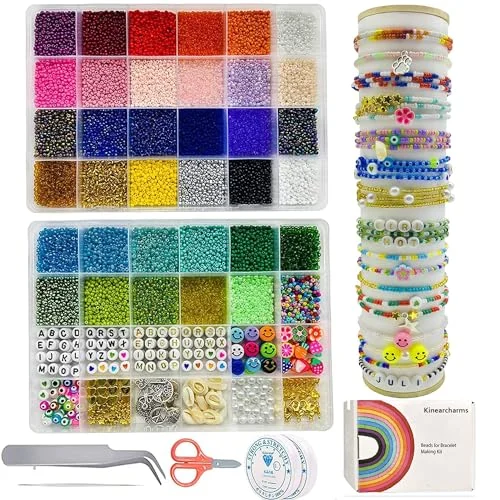 Beads for threading, 30000 pieces of glass beads to make your own bracelets for jewelry making