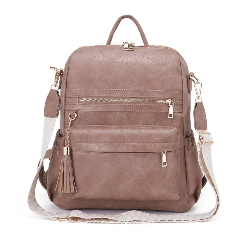 Leather Backpack ,Elegant 2 in 1 Backpack Handbag Shoulder Bags Modern Waterproof Anti-Theft City Backpack Travel Bag