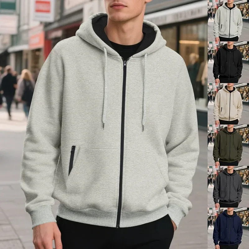 Herren Zip-Hoodie mit praktischen Taschen und atmungsaktiver Fleece-Innenausstattung – Cavarno