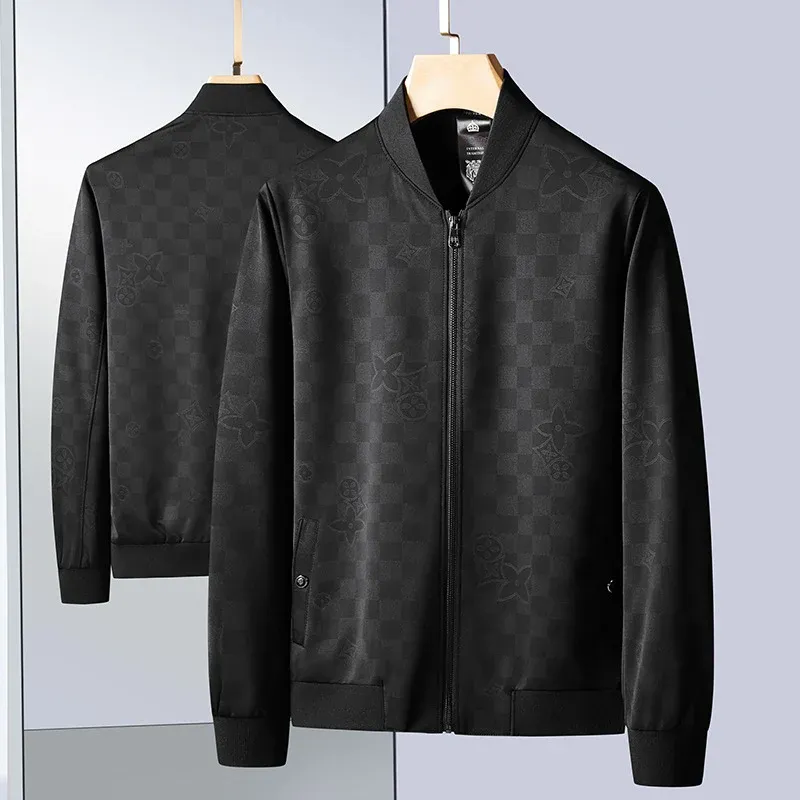 Herren Slim-Fit Jacquard-Bomberjacke mit tonalem Muster, Reißverschluss und Rippbündchen Echoarchiv