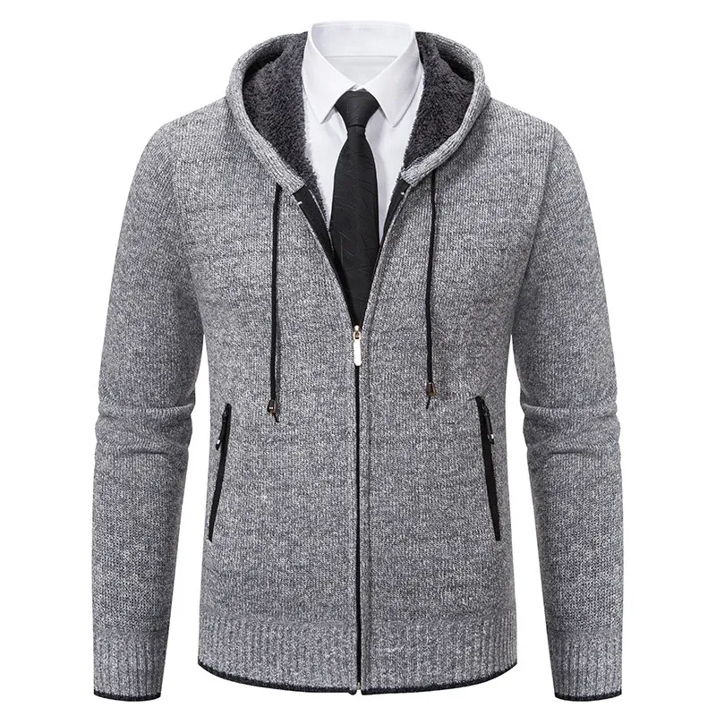 Herren Strickjacke mit Kapuze und weichem Innenfutter – Taviero