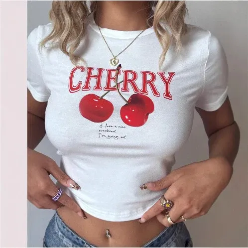 Damen Crop-T-Shirt mit künstlerischem Blutdruck-Design – Orélia