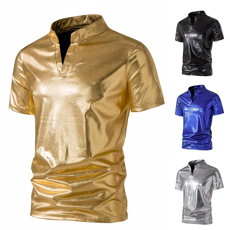 Herren Hochglänzendes Poloshirt mit modernem Stehkragen – Cavello