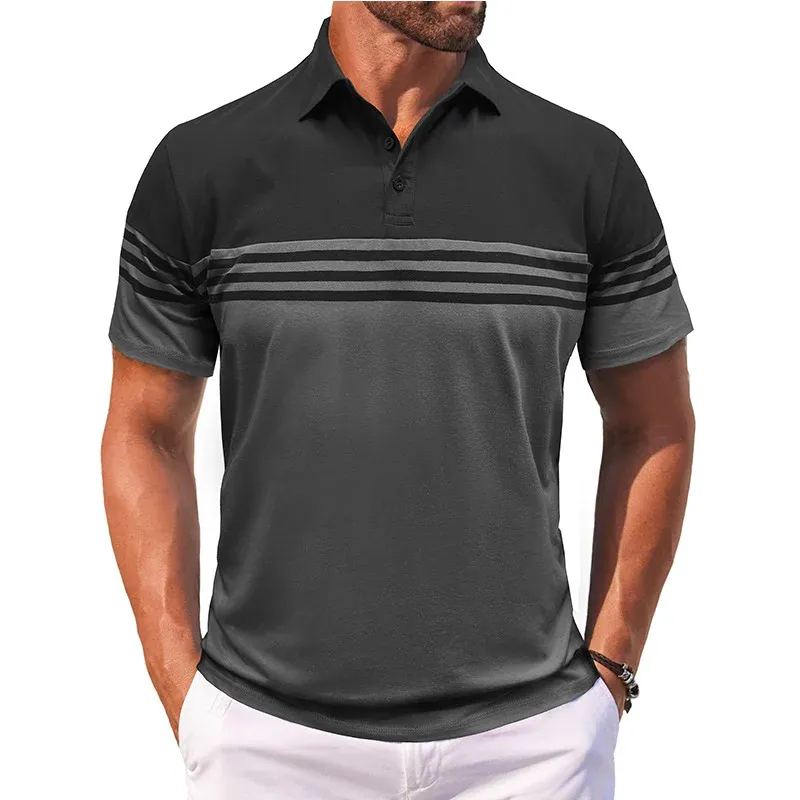 Herren Polo-Shirt mit modernem Streifenmotiv und atmungsaktivem Gewebe – Cavello